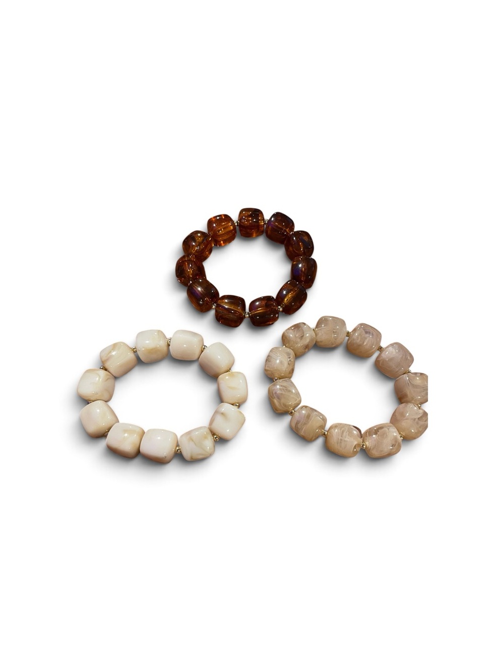 Women’s Stretch Beaded Bracelet Set - Brown, Cream, Taupe